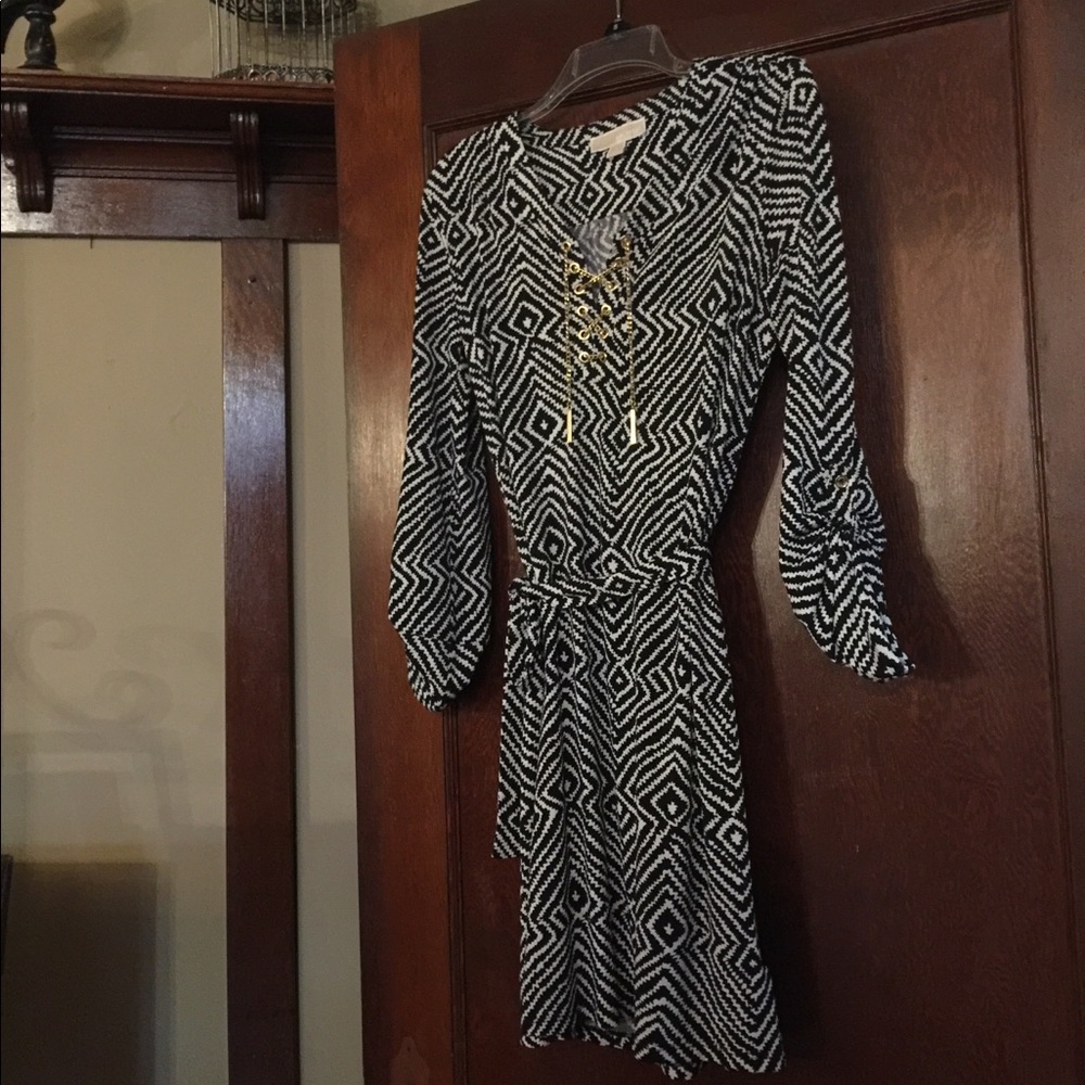 Michael Kors Geometric Dress with Gold Chain